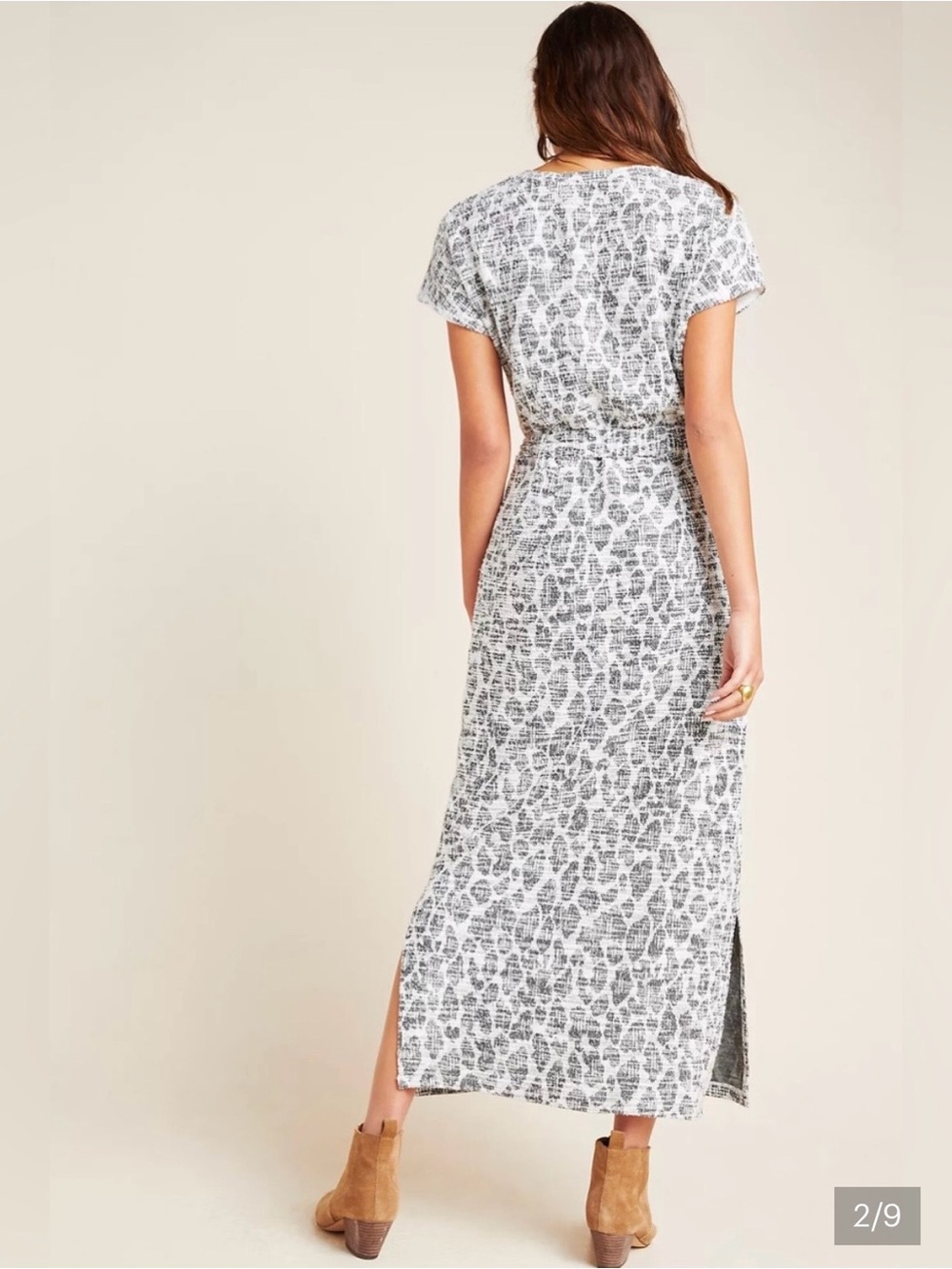 Dolan by Anthropologie Taleen Textured Tie-Waist Midi Dress Size Medium - Picture 2 of 8
